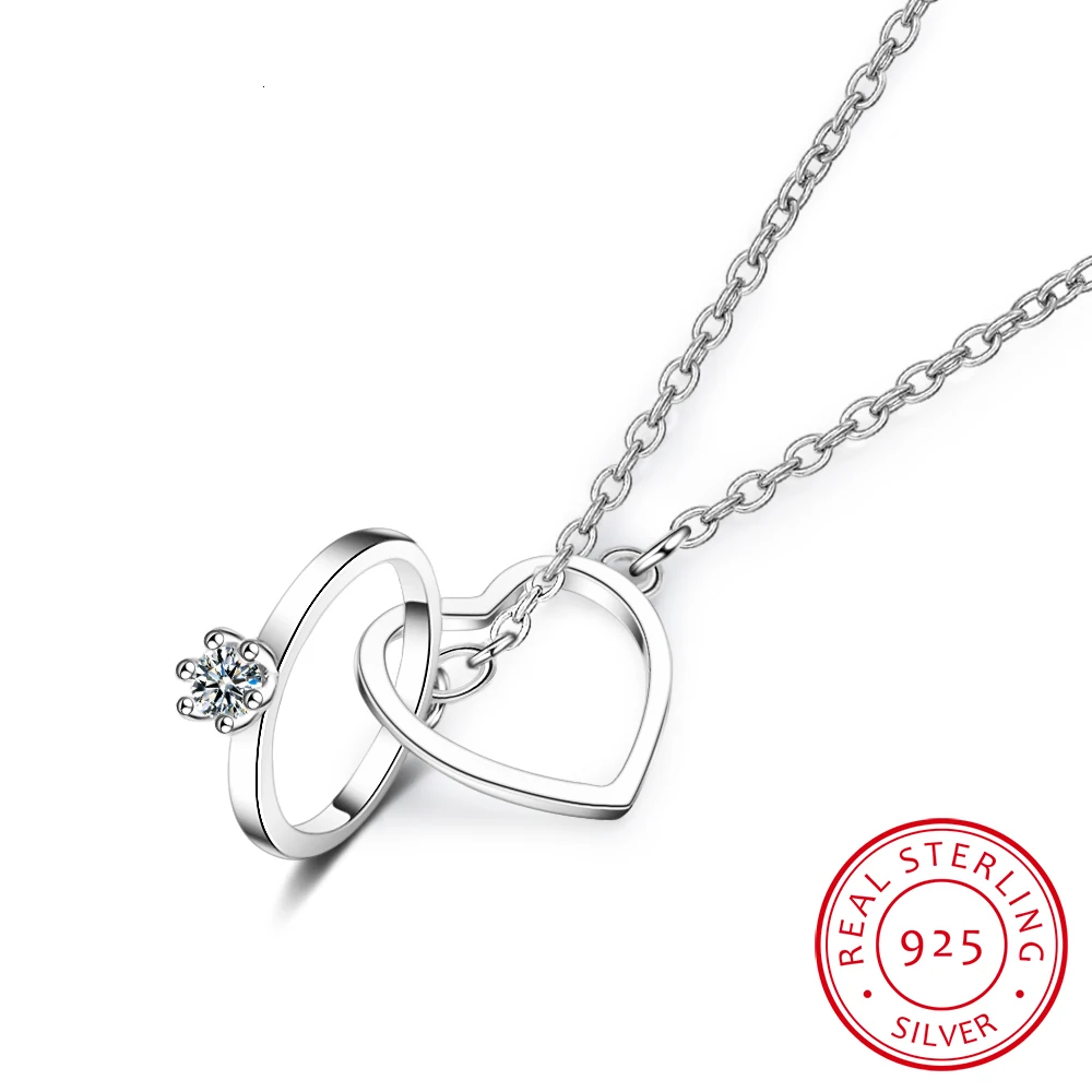 Очаровательное ожерелье из стерлингового серебра 925 пробы с двойным круговым