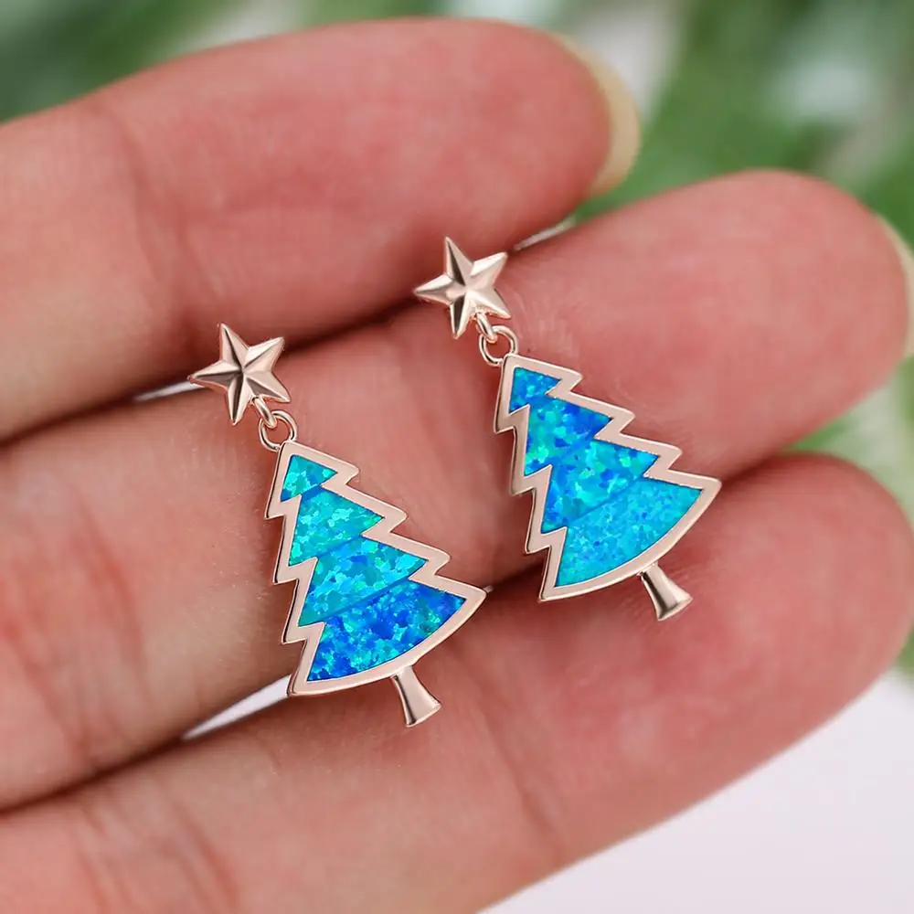 

Blaike 925 Sterling Silver Filled/Rose Gold Filled Dangle Earrings For Women Exquisite Christmas Tree Earrings Christmas Gifts