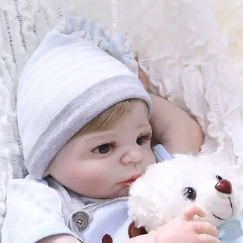 

22in Realistic Reborn Doll Soft Full Silicone Vinyl Newborn Babies Cute Boy Lifelike Handmade Toy For Children Xmas Gift 72XC