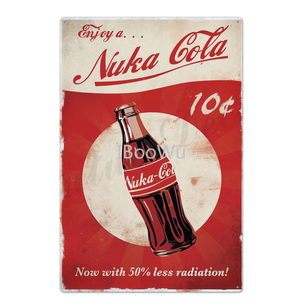 Металлическая табличка Nuka Cola винтажная Оловянная в стиле ретро Декор стен для