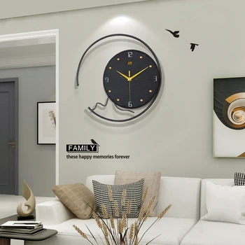 

Nordic Metal Wall Clock Large Silent Minimalist Quartz Wall Clocks Creative Living Room Montre Mural Modern Home Watches AC50ZB