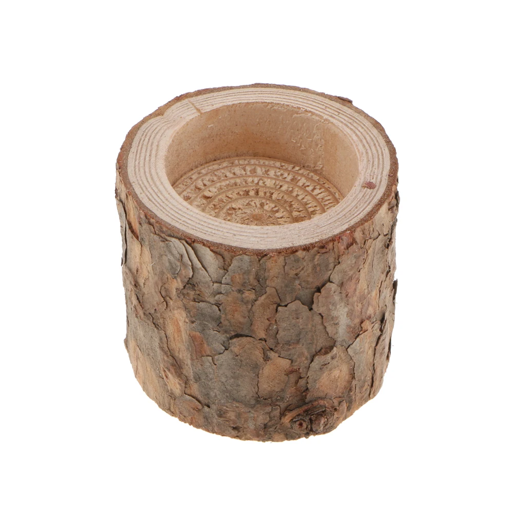 Wooden Tree Stump Tea Light Holder Candlestick for Home Wedding Decoration 5cm