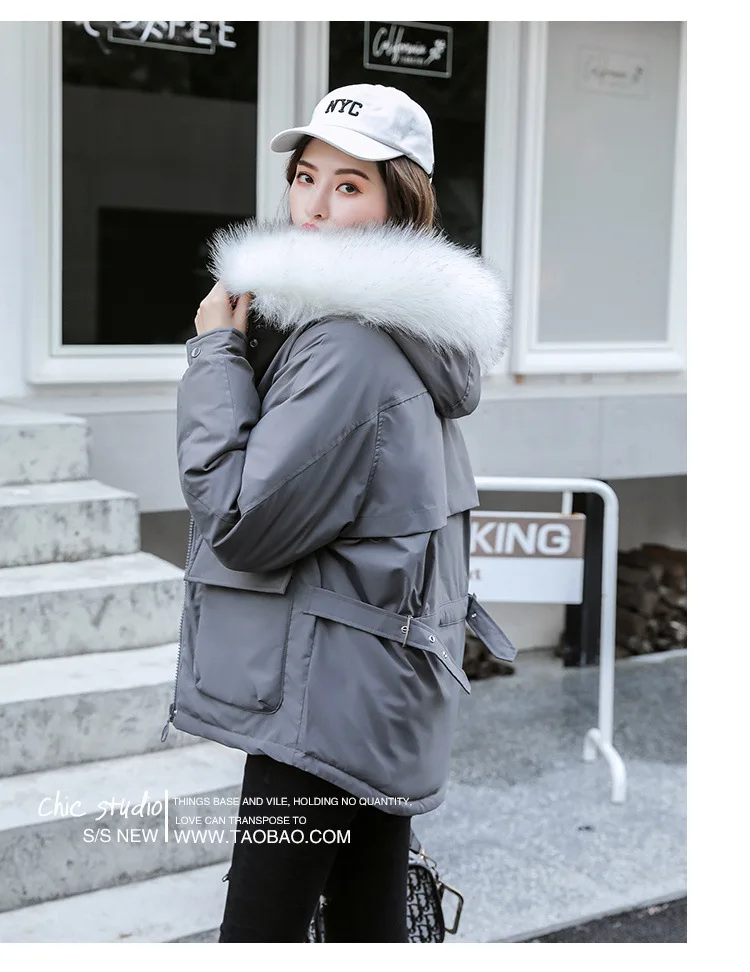 High-End Large Size Cotton Coat WOMEN'S Coat Autumn And Winter New Style Fashion Loose-Fit Slimming-Style Short Hooded Fur