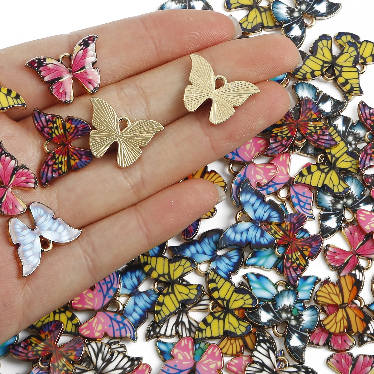 5/10pcs Enamel Animal Butterfly Pendant Charms Jewelry Making Findings 