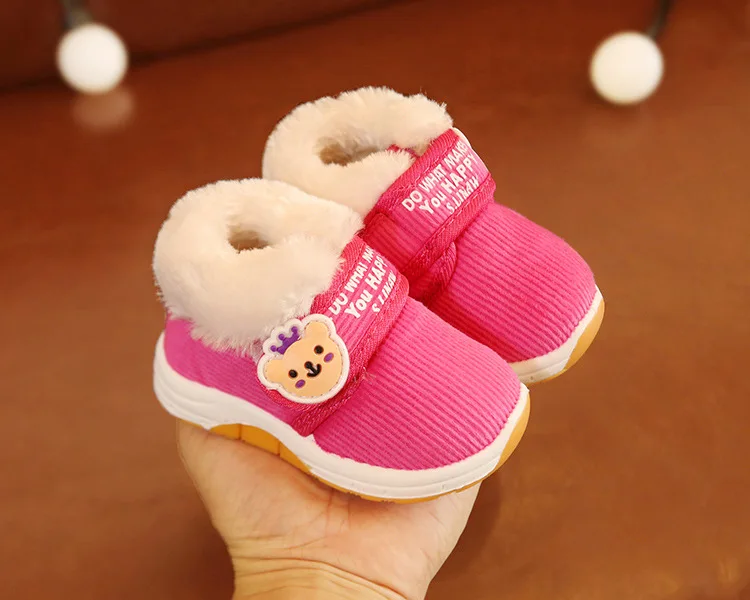 Новая детская хлопковая обувь, зимняя теплая хлопковая обувь для девочек 1 года, обувь для малышей 6-12 месяцев, детская обувь
