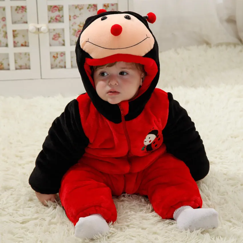 Ladybug Детские Зимняя Одежда для мальчиков и девочек детский комбинезон ребенок прогулочная одежда для детей с рисунками животных из мультфильмов; домашняя одежда для детей город одежда костюм на Хэллоуин - Цвет: Ladybug