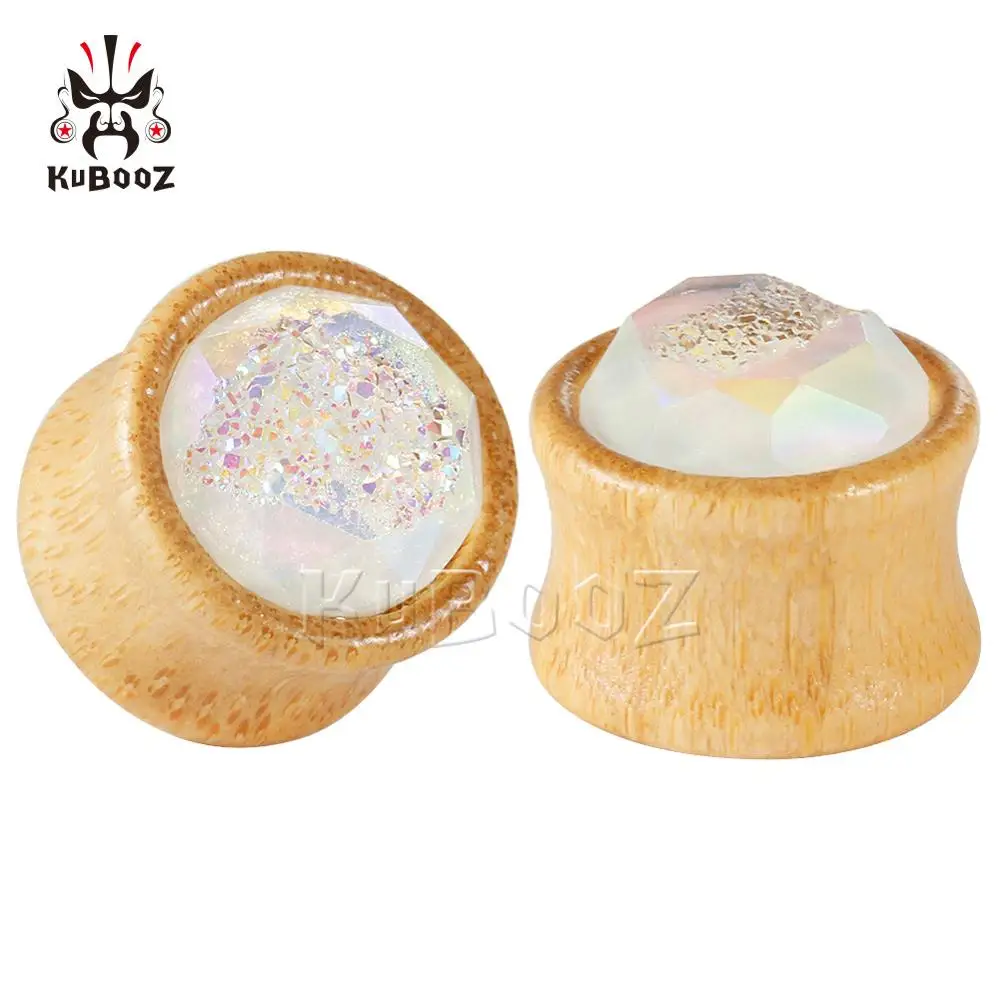 White Kubooz новые Бамбуковые ушные расширительные Сережки для пирсинга полосы украшения для тела модный подарок для человека Унисекс 8-25 мм - Окраска металла: White