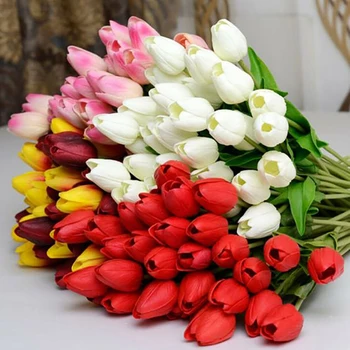 

30 pcs Tulip Artificial Flower Real Touch Artificial Tulip Bouquet Fake Flower for Home Gift Wedding Decorative Flowers