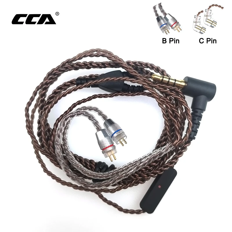 CCA Original Cable Oxygen Free Copper 3.5mm 4 Core 2 Pin 0.75mm Earphone Wire with Mic DIY For C10\C16\CA4\C12\A10\C10 Pro | Электроника