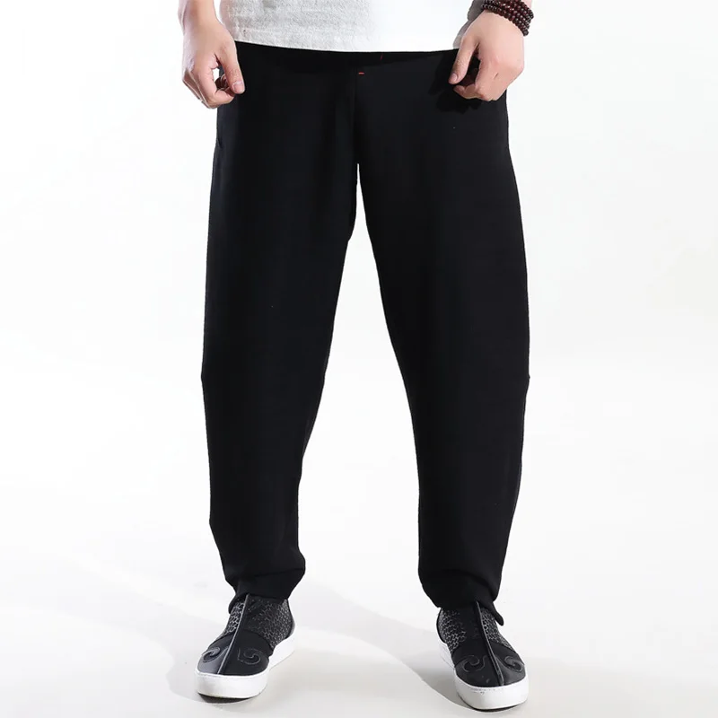 Простые Модные мужские повседневные брюки большого размера свободные плотные плюс бархатные брюки-шаровары на пуговицах эластичные мягкие дышащие мужские брюки