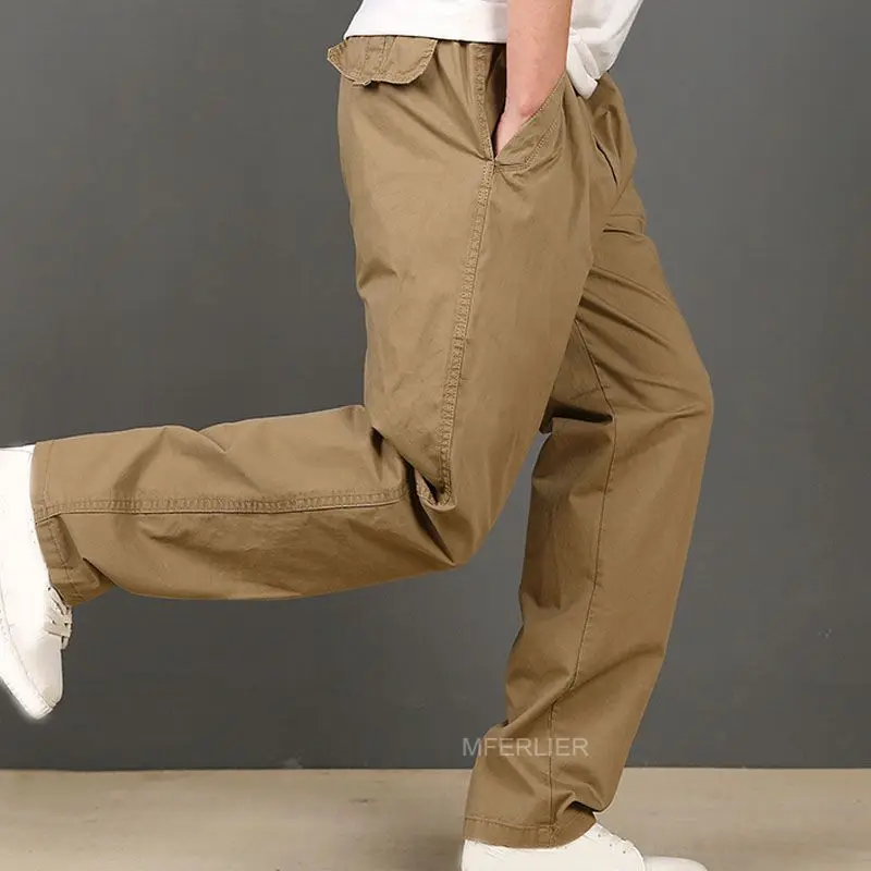 Осенне-весенние мужские брюки с талией 130 см 5XL 6XL плюс размер свободные брюки мужские 5 цветов