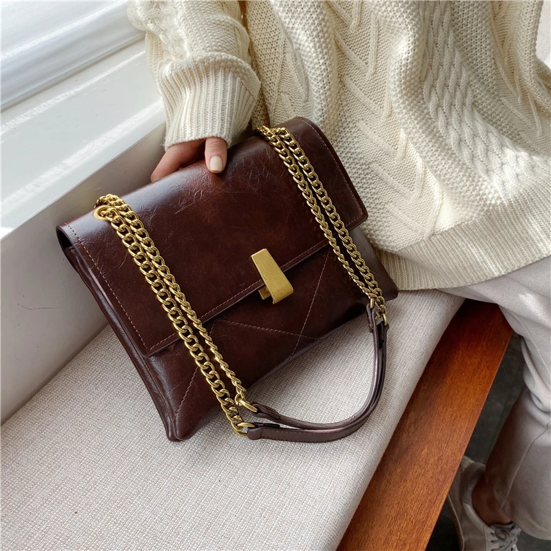 

Burminsa Soft Chain Female Shoulder Bags Lock Design Evening Clutch Purse Large Capacity Quilted PU Leather Women Messenger Bags