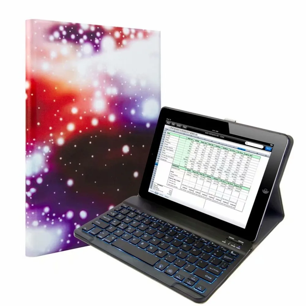 Мультяшный чехол из ткани с 7 подсветкой светильник-клавиатура для Apple IPad 9,7 Air 1 2 Pro 9,7 планшет Bluetooth клавиатура чехол