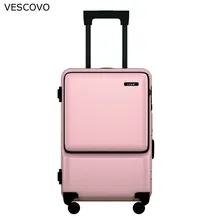 VESCOVO 20"24"inch Business laptop trolley suitcase on wheels ABS+PC waterproof rolling luggage travel bas for tip