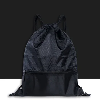 

Women Men Solid Sports Backpack Outdoor Practical Wear Resistant Anti-splash Drawstring Lock Riding Nylon Travel Large Capacity