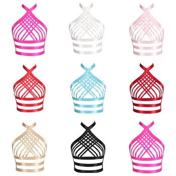 

Goth Punk Harness Bra Howllo Out Sexy Lingerie Belt Net Chest Top Plus Size Strap Dance Party Rave Multicolor Body Caged Bust