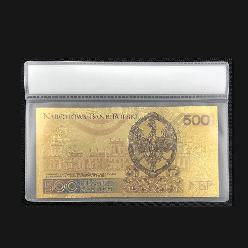 Хорошая Польша банкнот 100 PLN золото банкноты с рамкой COA в 24 каратное Золотое