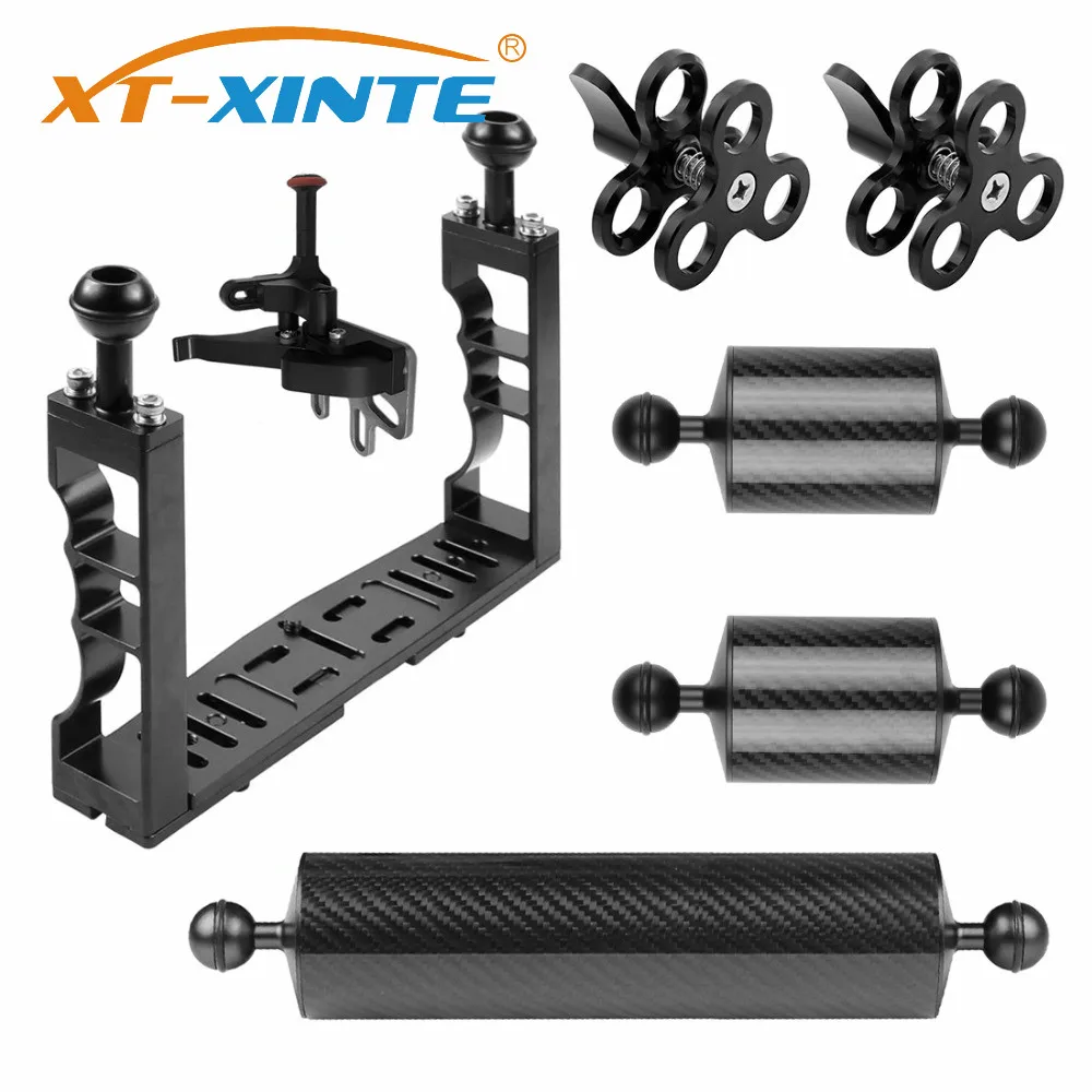 XT-XINTE Aluminum Underwater Diving Tray Kit Light Extension Arm Bracket System with Handle Grip Stabilizer Rig Sport SLR Camera