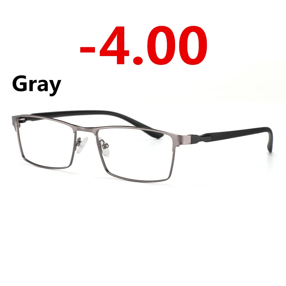 Мужские фотохромные Рецептурные очки для близоруких полноободных очков оправа близоруких солнцезащитных очков чувствительные линзы переходные линзы - Цвет оправы: gray-4.00
