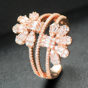 

SISCATHY 2019 New Design Luxury Crystal Zircon Dubai Bridal Finger Rings Jewelry Addiction Statement Rings For Women Wedding