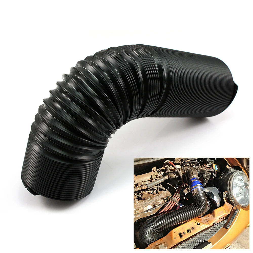 

63/76mm Black Auto Inlet Pipe Vacuum Bellow Plastic High Flow Ducting Intake Admission Bent Collapsible Tube Auto Parts