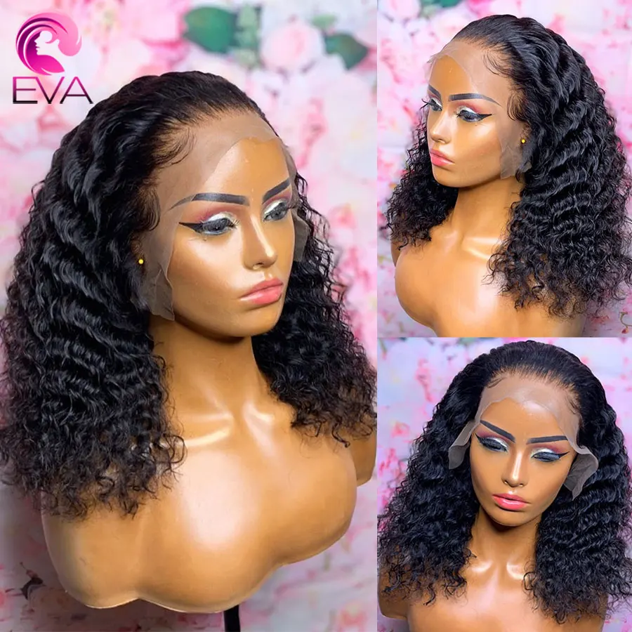 

Eva Hair Curly Fake Scalp 150% 13x6 Lace Front Human Hair Wigs Remy Pre Plucked With Baby Hair Bleached Knots Glueless For Women