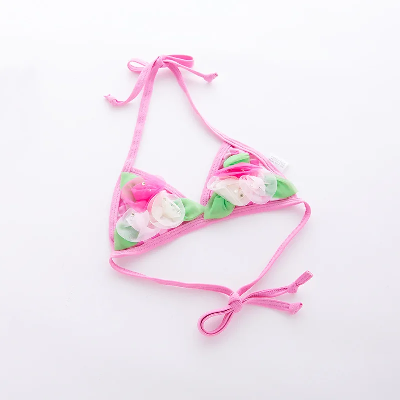 

Girls' Two-piece Swimsuit Red And White Plaid Flower Sequins Hat-3 Pieces Children Hot Springs Tour Bathing Suit