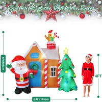6 Ft Christmas Inflatable Santa's House with Christmas Tree & Gingerbread Man LED Blow Up Yard Decorations Christmas Party Toys 2