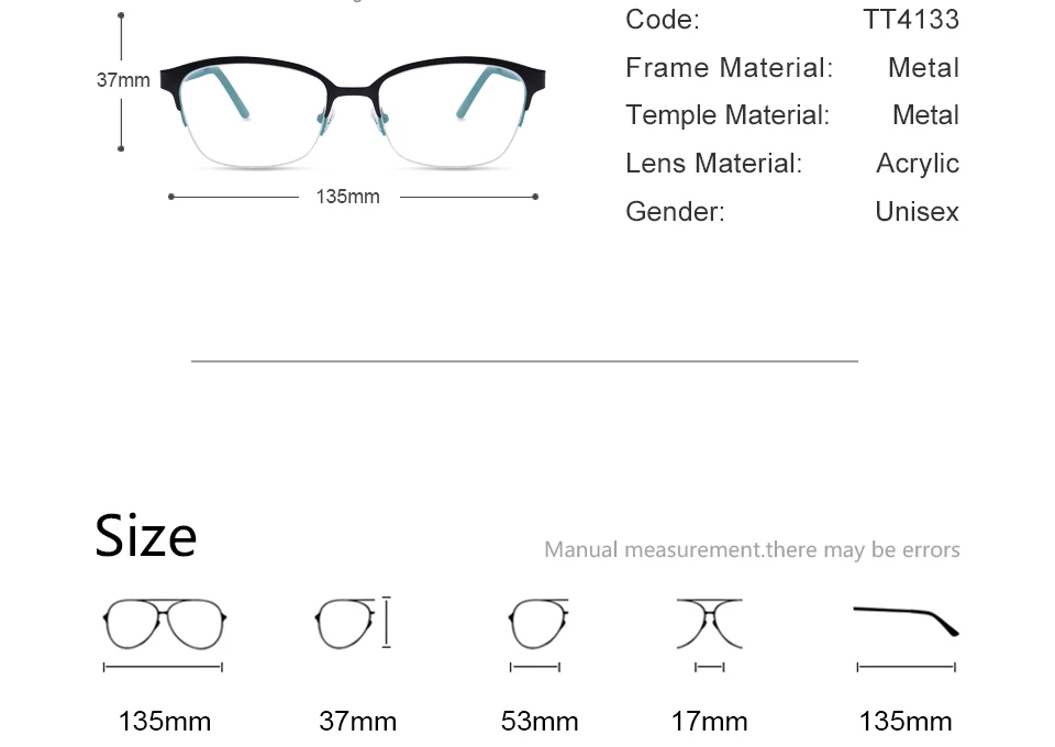Модные очки без оправы, металлическая оправа, мужские очки, прозрачные линзы, женские оптические очки, винтажные очки по рецепту TT4133