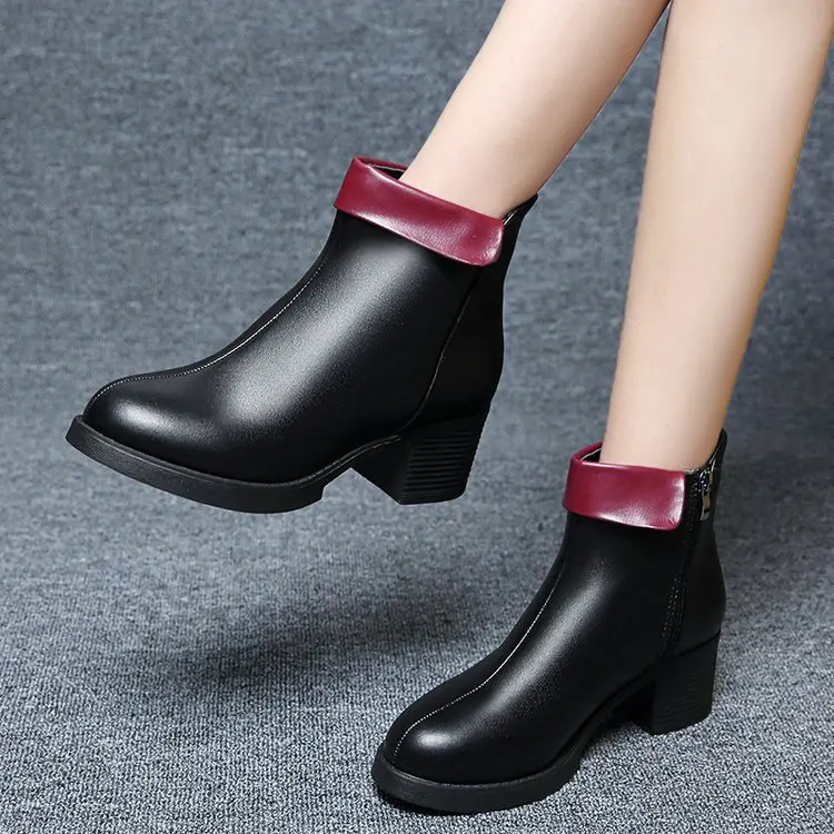 

Thick with ankle boots female 2019 new thin boots autumn small small high heels spring and autumn soft leather with a singleboot