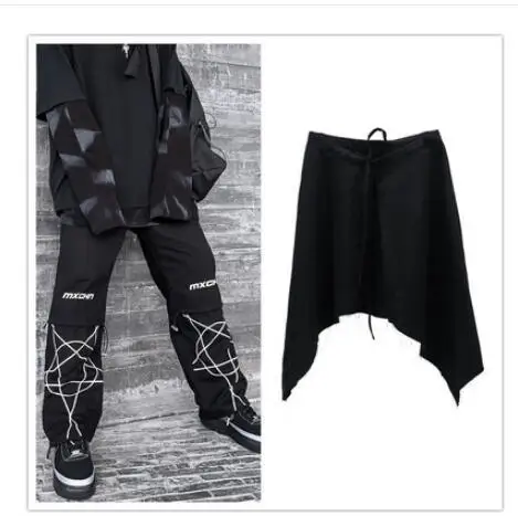 pants and skirt Камуфляжные штаны, мужские тренировочные штаны с карманами, брюки с завязками, хип-хоп джоггеры, мужская мода, свободная верхняя одежда, прямые брюки, стильная юбка - Цвет: pants and skirt