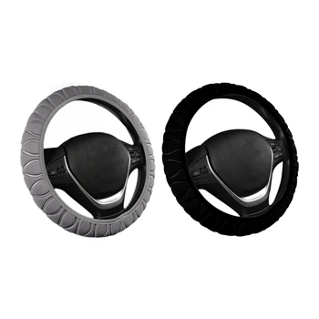 

2 Pcs Car Steering Wheel Cover Braided Wheel Handle Ice Silk Set Car Interior Accessories-Black & Gray