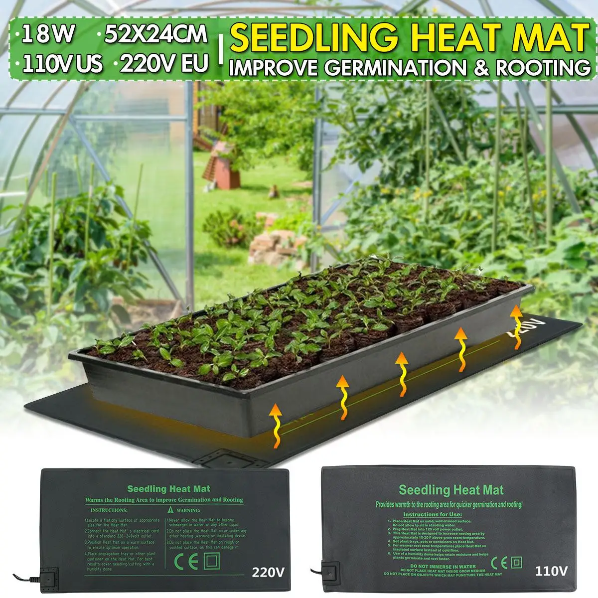 Seeding Heat Mat Seedling Thermostat Seed Germination Plant Pad Propagation Tray 