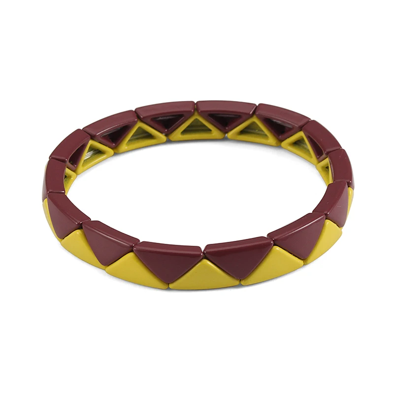 Tile Beaded Stretch Bracelet Triangle Punk Tibetan Maya Stacksmup Statement Jewelry Wristband Handmade Gift Girlfriend | Украшения и