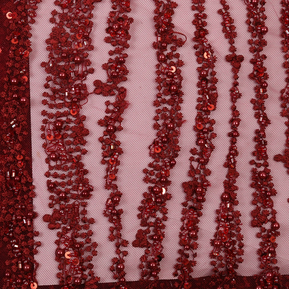 Новое поступление, красивый французский 3D вышитый бисером кружевной ткани Модный яркий Африканский нигерийский кружевной ткани для вечерние платья XY3001B-4