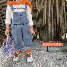 Новое поступление, джинсовый комбинезон для девочек и мальчиков, осенние детские штаны высокого качества для детей 1-7 лет