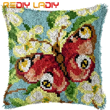 

Latch Hook Cushion Butterfly Flowers Printed Canvas Cushion Cover Acrylic Yarn Crochet Pillow Case Kit Hobby & Crafts Home Decor