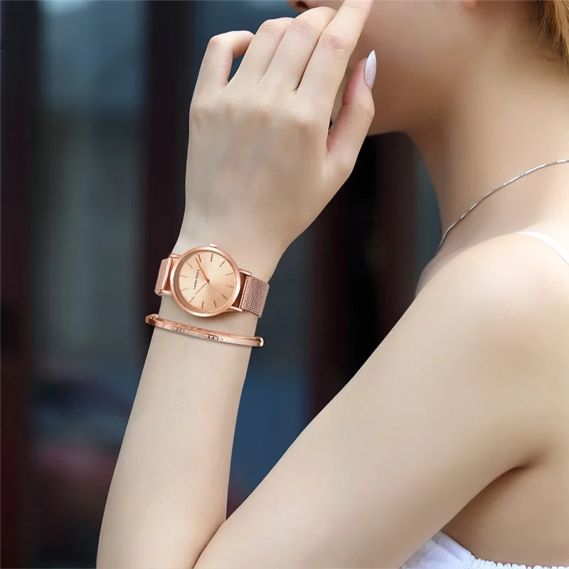 Hannah Martin Stainless Steel Wristwatches Top Brand Luxury Quartz Clock Rose Gold Designer Elegant Style Women 2