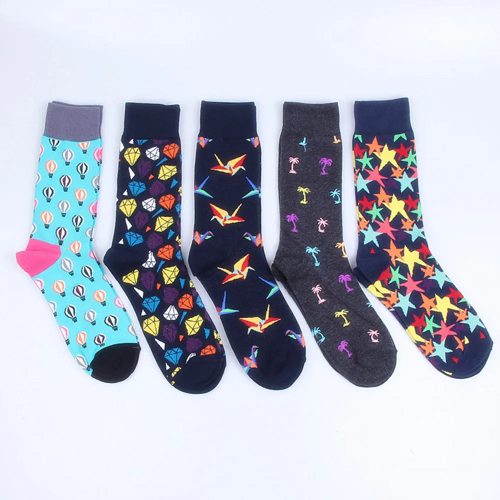 

Medium Socks Design Crew Pattern Harajuku Happy Socks Men's Funny Combed Cotton Casual Socks Colorful Novelty Skateboard Socks#B
