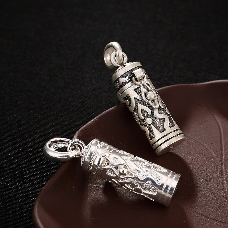 

One Deer Silver S923 Fine Silver Mantra Charm-Open Charm Gaudencio Box Men And Women Kids Old Man Pendant