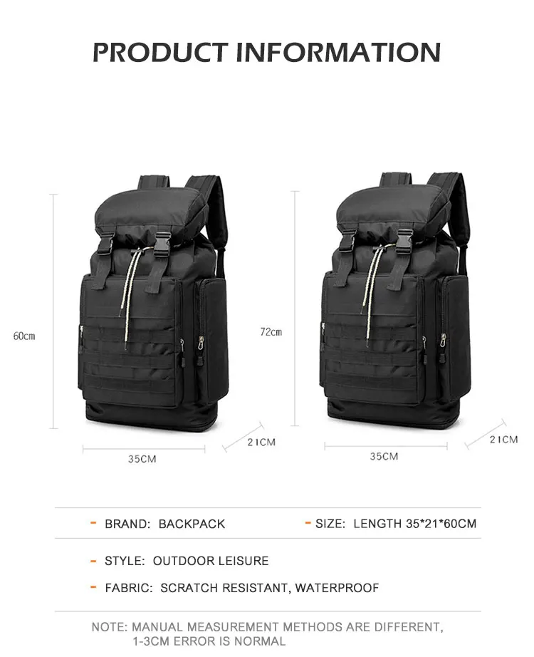 Men's Large Capacity Outdoor Mountaineering Bag Light Waterproof Climbing Camping Backpack Camouflage Sport Bag Women Travel Bag