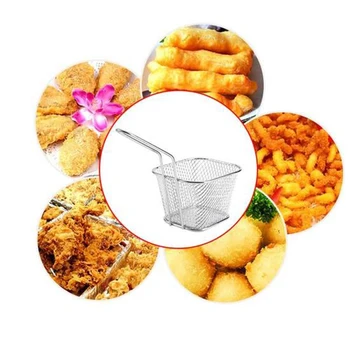 

1/10PC Portable Stainless Steel Chips Mini Frying Basket Strainer Fryer Kitchen Cooking Chef Basket Colander French Fries Basket