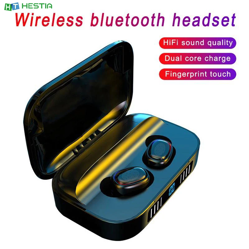 

TWS-208 Bluetooth 5.1 Headphones Dual-Core Fast Charge Touch Operation Bluetooth Headset With LED Digital Display Fone De Ouvido