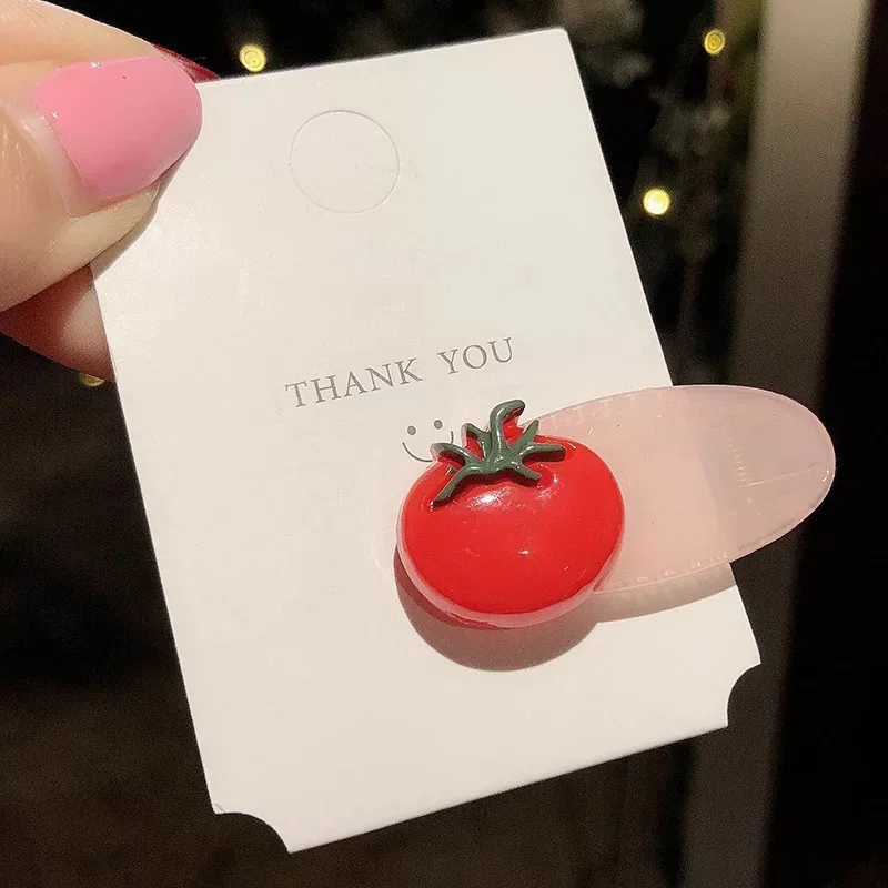 1pc INS New Korea Fruit Shape Candy Color Acrylic Barrettes For Girls Children Cute Cartoon BB Hair Clips Banana Tomato Hairpins