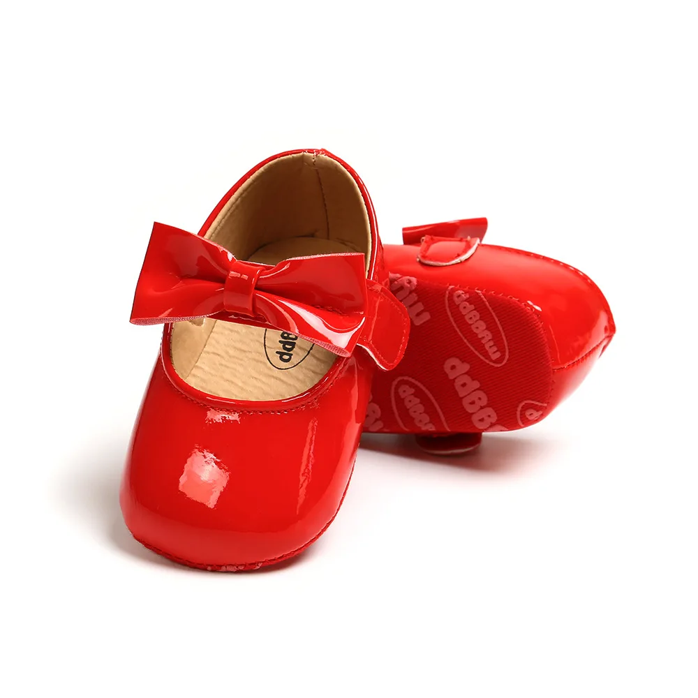 Newborn Baby Shoes Baby Girls Shoes PU Anti-slip Bowknot Classic Princess Dress Shoes First Walker Toddler Crib Shoe Moccasins 3