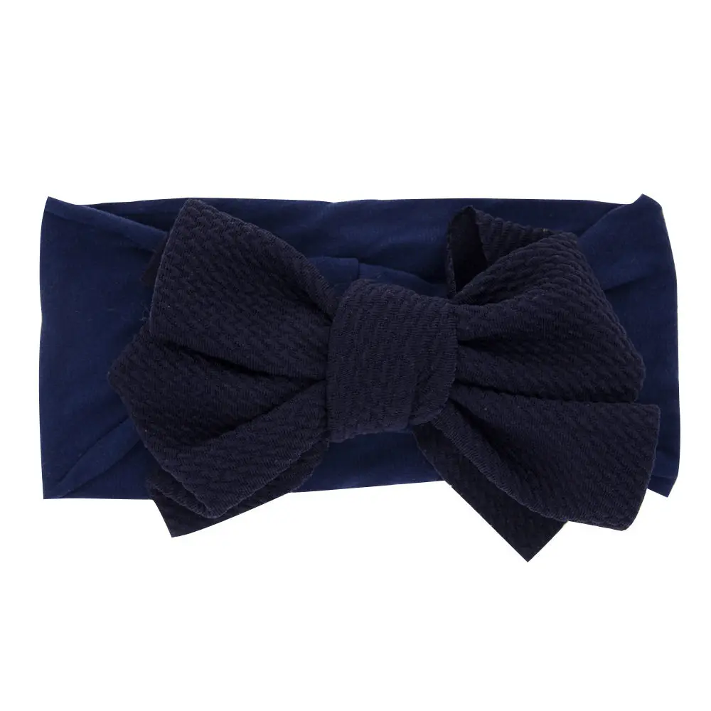navy blue Ruoshui/Детская большая повязка на голову для ребенка, мягкие однотонные тюрбан, Детские аксессуары для волос, повязка на голову для девочек и мальчиков, повязка для волос для новорожденных - Цвет: navy blue