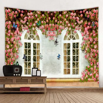 

Rosettes on the wall background decorative cloth digital printing tapestry factory direct sales can be customized