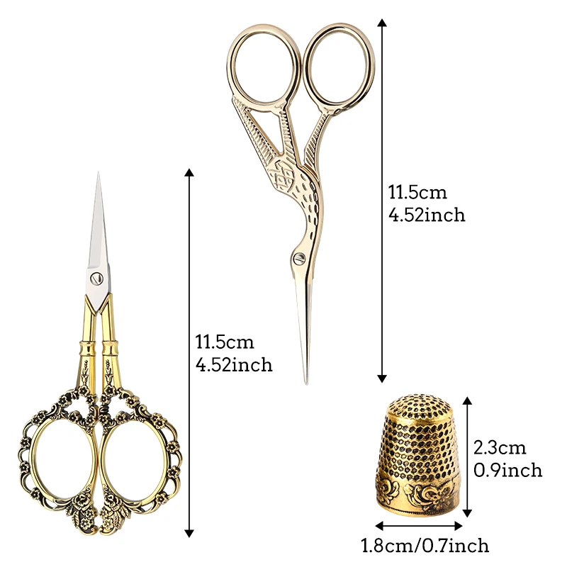 SHWAKK Embroidery Scissors Stainless Steel Sharp Stork Scissors for Sewing Crafting Art Work Threading Needlework DIY Tools