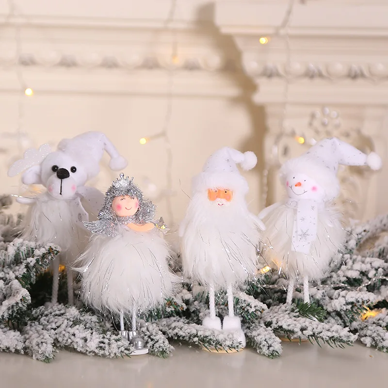 

Christmas Ornaments Silver Silk Plush Standing Posture Doll Window Snowman Decoration for Home Christmas Tree Xmas Gift K1425 H