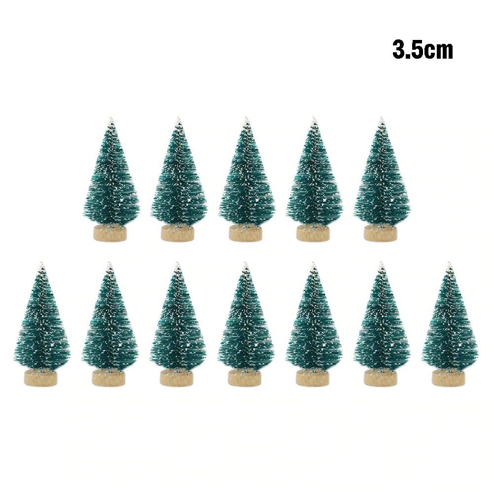 3.5cm Новое поступление, 12 шт., Мини Рождественская елка из сизаля, шелк, кедр, маленькое украшение, Рождественская сосна, 3,5 см/4,5 см/6,5 см/7 см - Цвет: 3.5cm